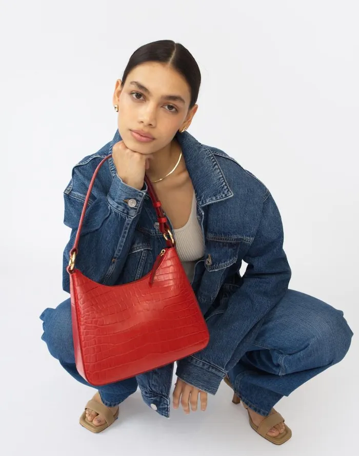 Bags Women Madewell Hyer Goods Luxe Medium Shoulder Bag White True Red