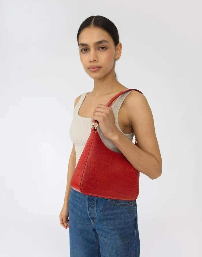 Bags Women Madewell Hyer Goods Luxe Medium Shoulder Bag White True Red
