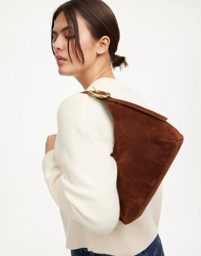 Bags Women Madewell The SculpturalBuckle Shoulder Bag Soft Mahogany
