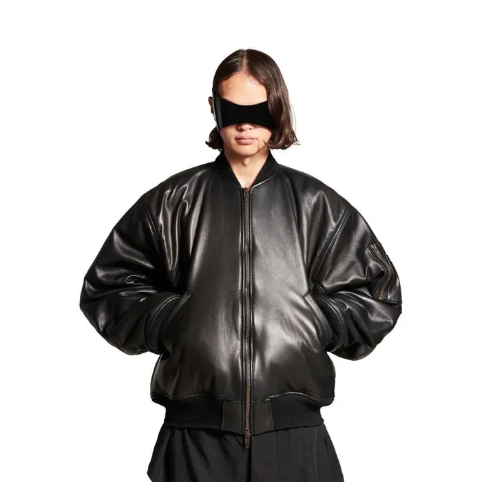 Balenciaga Coats and Jackets Women Bomber Leather Jacket In Black Black Balenciaga Coats and Jackets Women Bomber Leather Jacket In Black Black