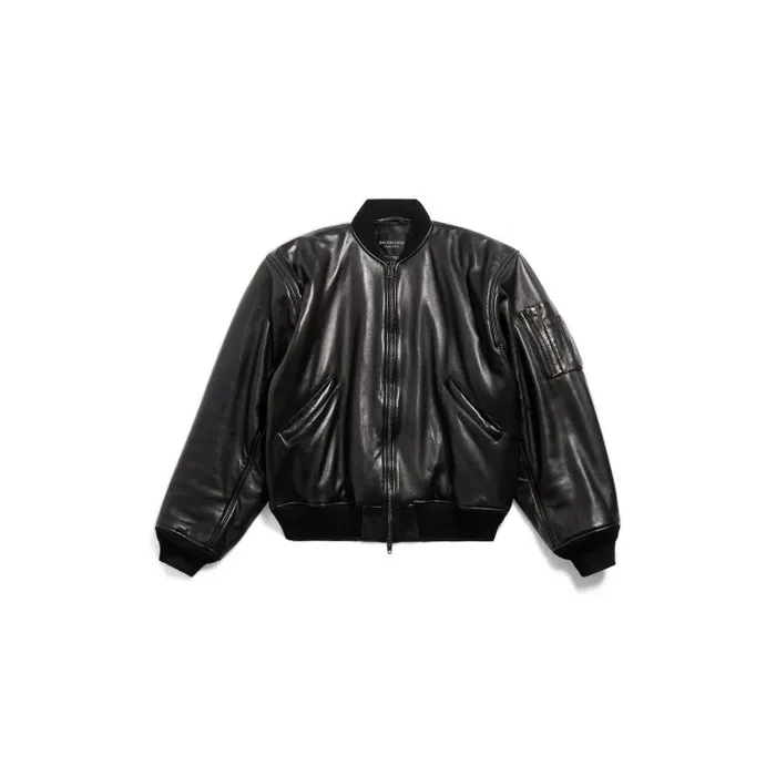 Balenciaga Coats and Jackets Women Bomber Leather Jacket In Black Black Balenciaga Coats and Jackets Women Bomber Leather Jacket In Black Black
