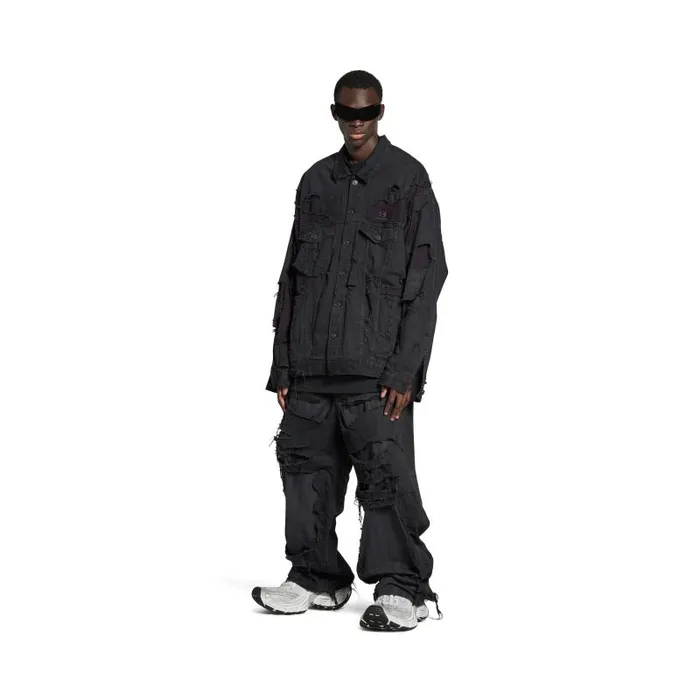 Balenciaga Denim WomenMen Unity Sports Icon Patchwork Jacket In Black Black