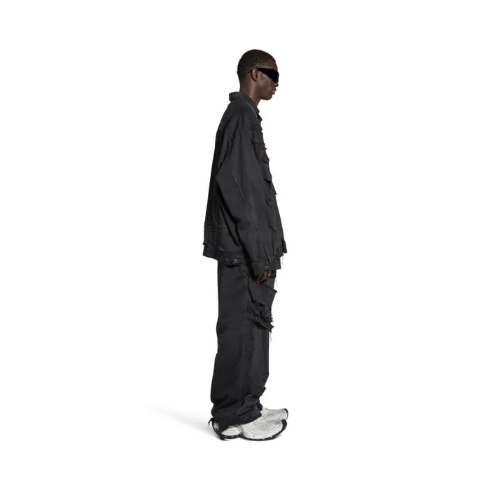 Balenciaga Denim WomenMen Unity Sports Icon Patchwork Jacket In Black Black Balenciaga Denim WomenMen Unity Sports Icon Patchwork Jacket In Black Black