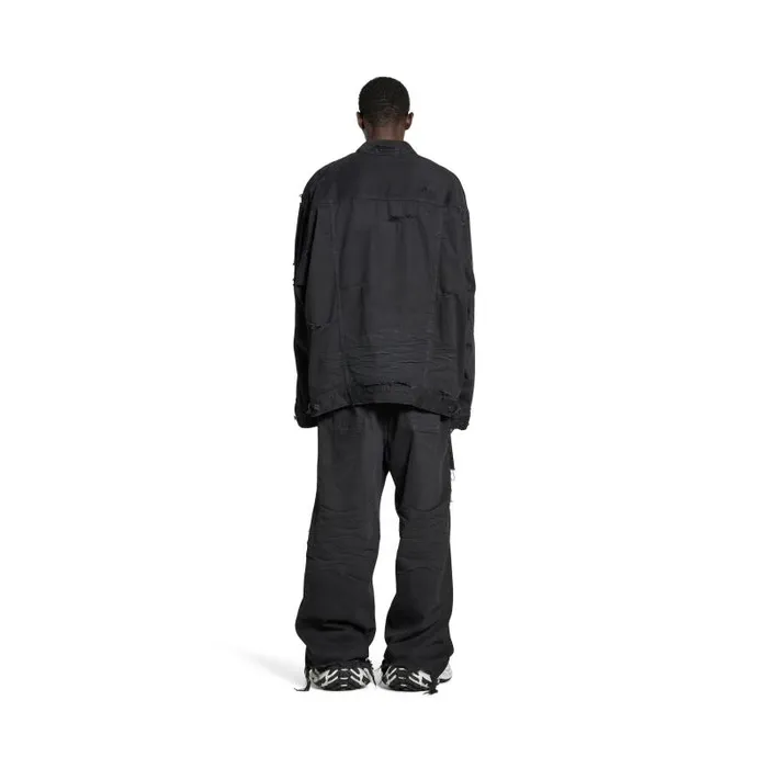 Balenciaga Denim WomenMen Unity Sports Icon Patchwork Jacket In Black Black Balenciaga Denim WomenMen Unity Sports Icon Patchwork Jacket In Black Black
