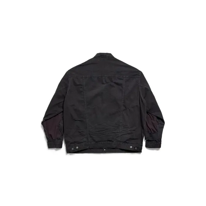 Balenciaga Denim WomenMen Unity Sports Icon Patchwork Jacket In Black Black Balenciaga Denim WomenMen Unity Sports Icon Patchwork Jacket In Black Black