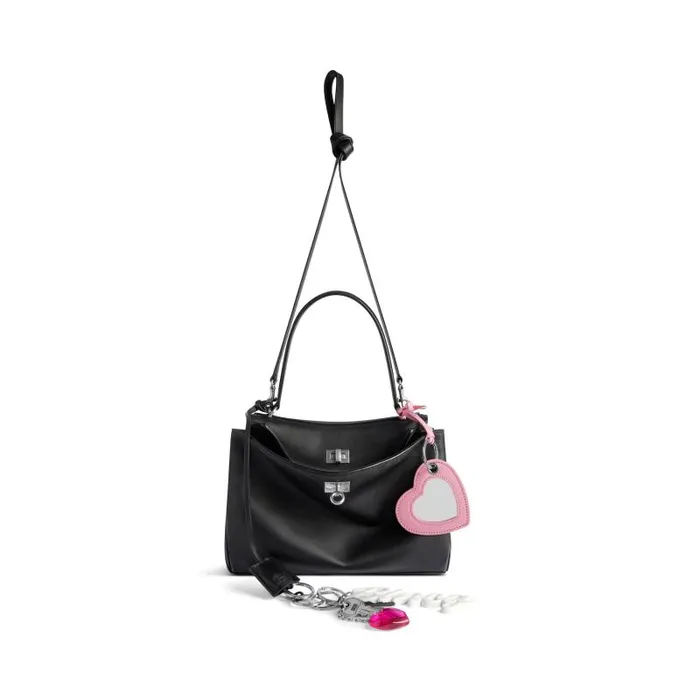 Balenciaga Handbags Women Women039s Rodeo Small Handbag Used Effect With One Charm In Black Black Balenciaga Handbags Women Women039s Rodeo Small Handbag Used Effect With One Charm In Black Black