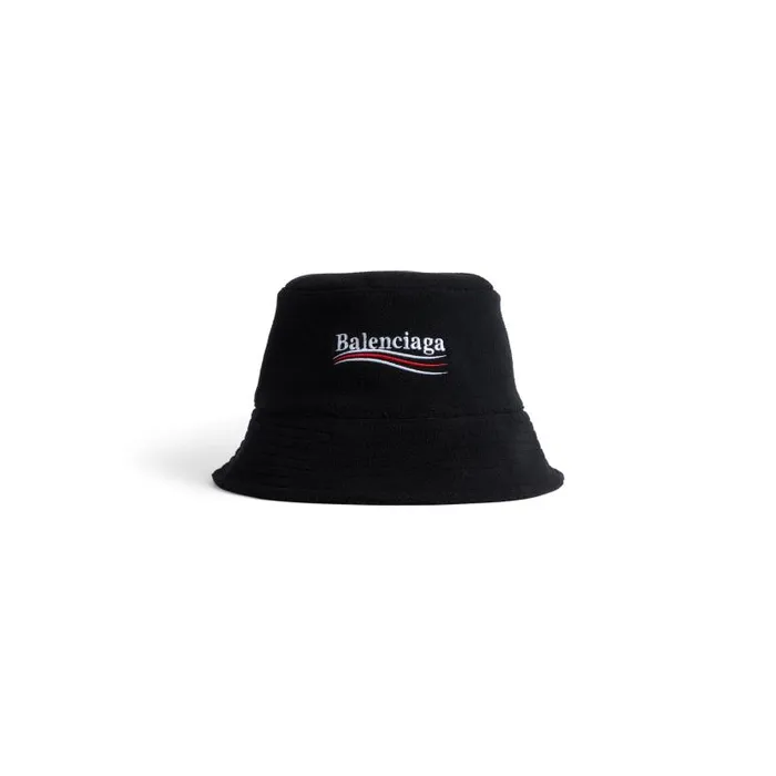 Balenciaga Scarves and Caps WomenMen Political Campaign Bucket Hat In Black Black Balenciaga Scarves and Caps WomenMen Political Campaign Bucket Hat In Black Black