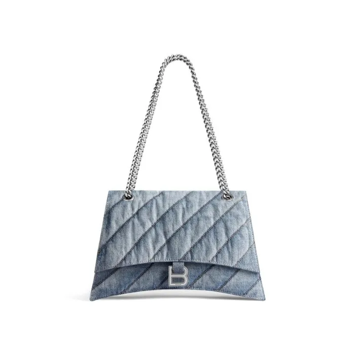 Balenciaga Shoulder Bags Women Women039s Crush Medium Chain Bag Quilted Denim In Blue Blue Balenciaga Shoulder Bags Women Women039s Crush Medium Chain Bag Quilted Denim In Blue Blue