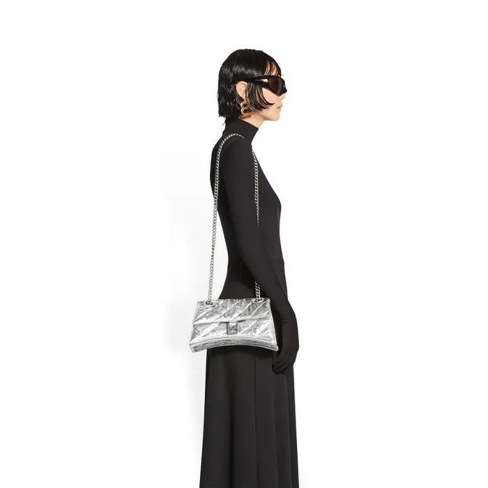 Balenciaga Shoulder Bags Women Women039s Crush Small Chain Bag Metallized Quilted In Silver Silver Balenciaga Shoulder Bags Women Women039s Crush Small Chain Bag Metallized Quilted In Silver Silver