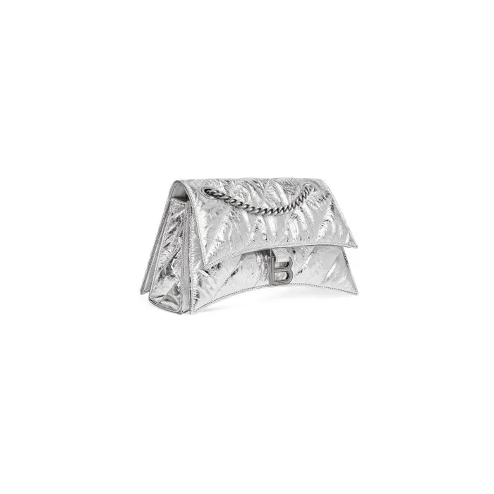 Balenciaga Shoulder Bags Women Women039s Crush Small Chain Bag Metallized Quilted In Silver Silver Balenciaga Shoulder Bags Women Women039s Crush Small Chain Bag Metallized Quilted In Silver Silver