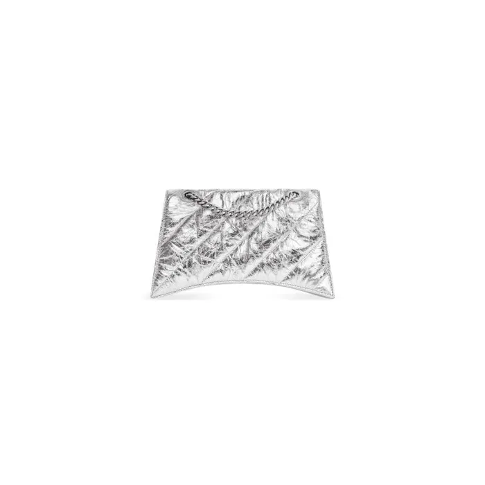 Balenciaga Shoulder Bags Women Women039s Crush Small Chain Bag Metallized Quilted In Silver Silver Balenciaga Shoulder Bags Women Women039s Crush Small Chain Bag Metallized Quilted In Silver Silver