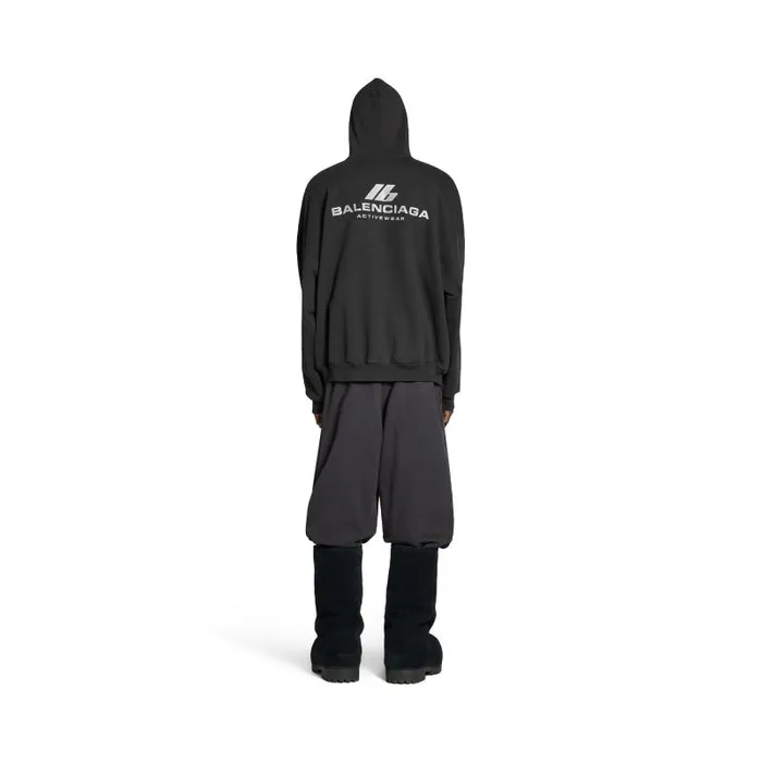 Balenciaga Sweatshirts and Hoodies WomenMen Activewear Hoodie Oversized In Black Black Balenciaga Sweatshirts and Hoodies WomenMen Activewear Hoodie Oversized In Black Black
