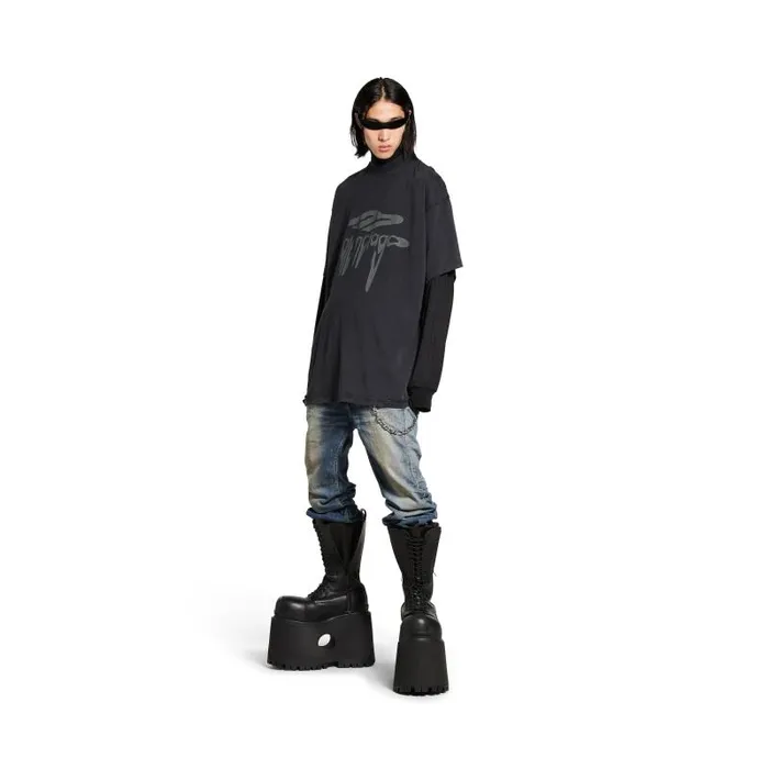 Balenciaga Tshirts Men Men039s 3b Liquefied Tshirt Oversized In Blackgrey Blackgrey Balenciaga Tshirts Men Men039s 3b Liquefied Tshirt Oversized In Blackgrey Blackgrey
