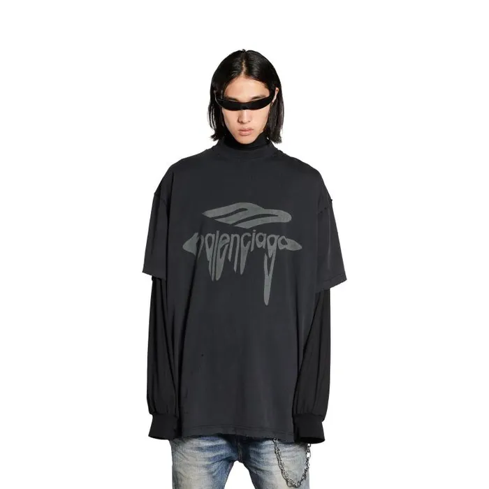 Balenciaga Tshirts Men Men039s 3b Liquefied Tshirt Oversized In Blackgrey Blackgrey Balenciaga Tshirts Men Men039s 3b Liquefied Tshirt Oversized In Blackgrey Blackgrey