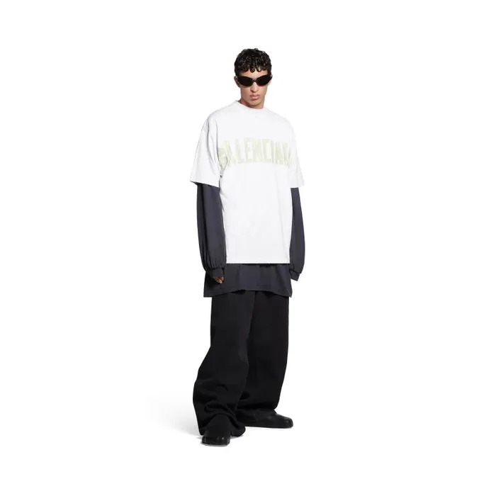 Balenciaga Tshirts WomenMen Tape Type Tshirt Medium Fit In White White