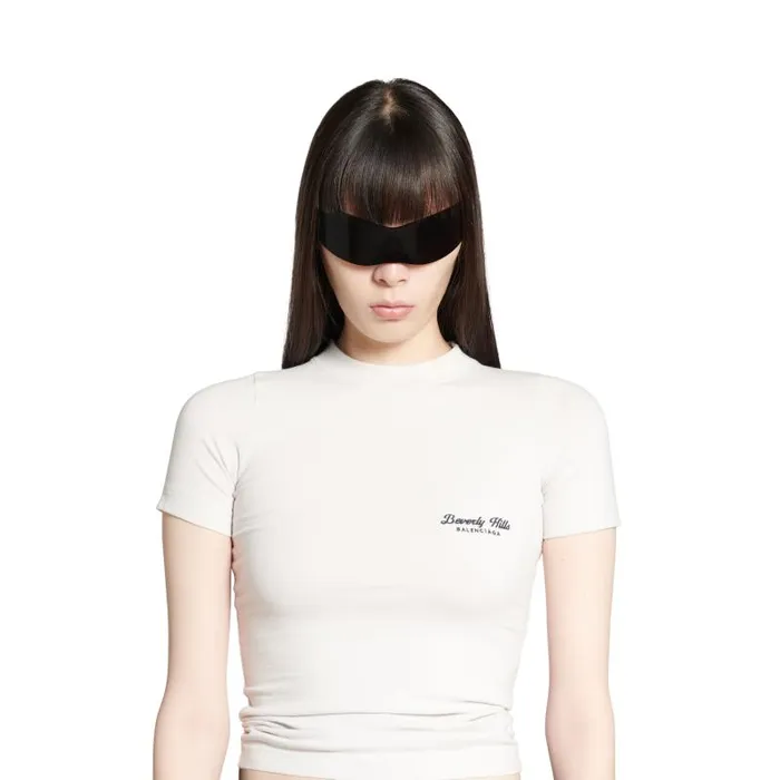 Balenciaga Tshirts Women Women039s Beverly Hills Tshirt Fitted In Off Whiteblack Off Whiteblack Balenciaga Tshirts Women Women039s Beverly Hills Tshirt Fitted In Off Whiteblack Off Whiteblack