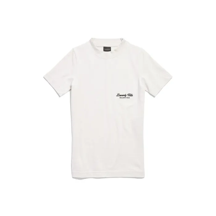 Balenciaga Tshirts Women Women039s Beverly Hills Tshirt Fitted In Off Whiteblack Off Whiteblack Balenciaga Tshirts Women Women039s Beverly Hills Tshirt Fitted In Off Whiteblack Off Whiteblack