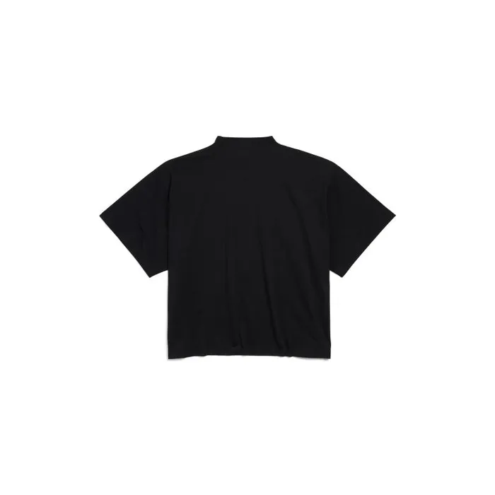 Balenciaga Tshirts Women Women039s Paris Strass Cropped Tshirt Oversized In Black Black Balenciaga Tshirts Women Women039s Paris Strass Cropped Tshirt Oversized In Black Black