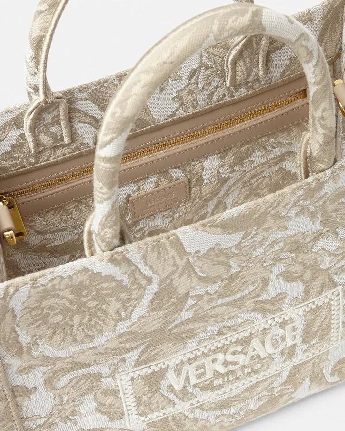 Barocco Athena Small Tote Bag Beigeprint Women Versace Totes