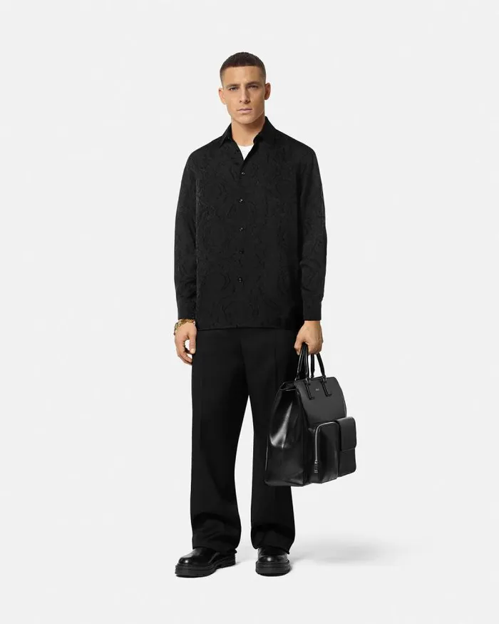 Barocco Devor Shirt Black Men Versace Shirts