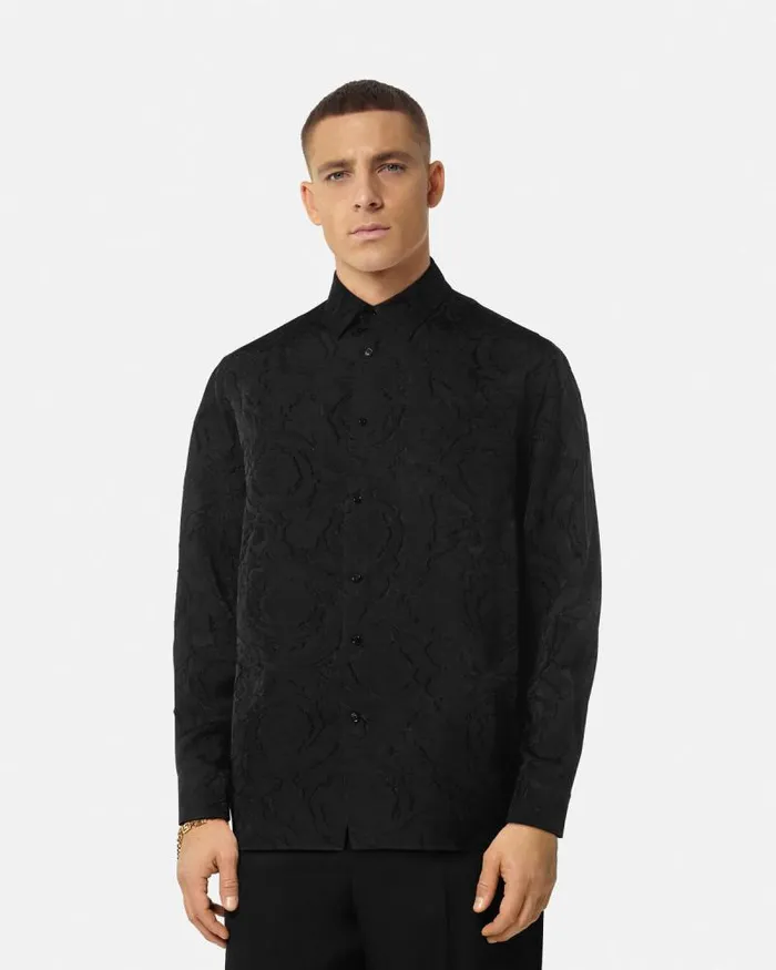 Barocco Devor Shirt Black Men Versace Shirts