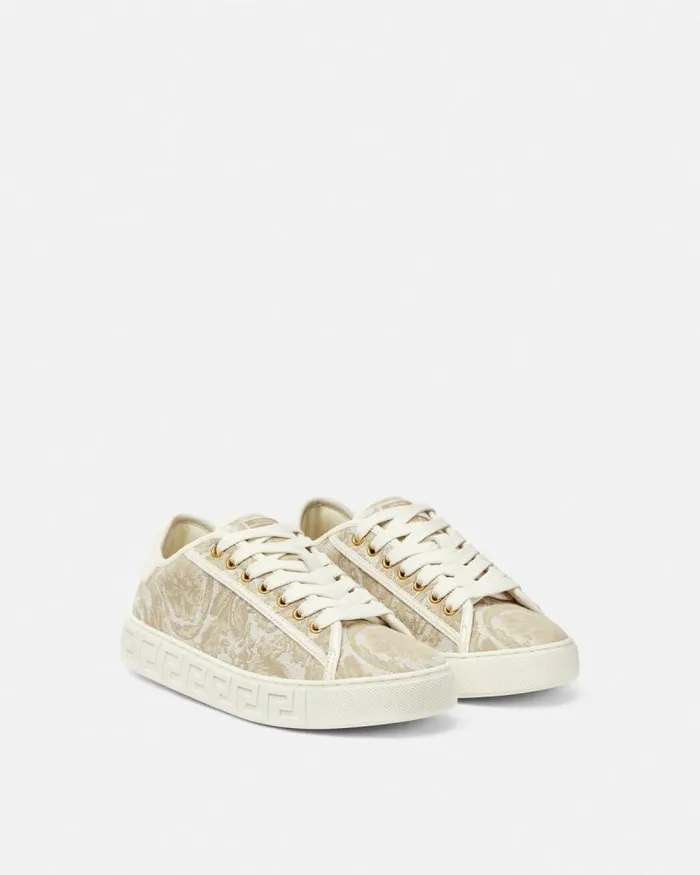 Barocco Greca Sneakers Beigeprint Women Versace Sneakers
