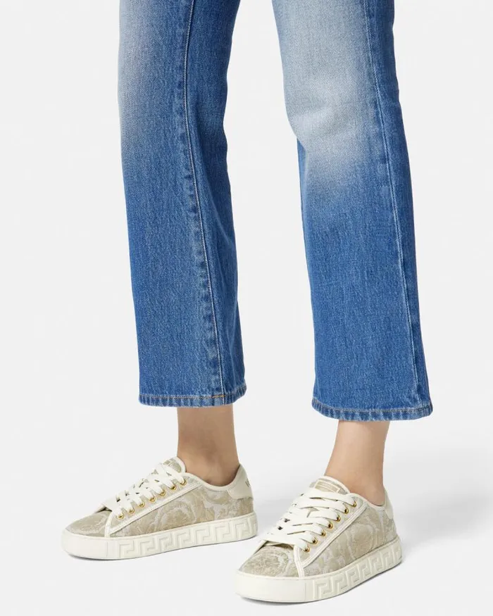 Barocco Greca Sneakers Beigeprint Women Versace Sneakers