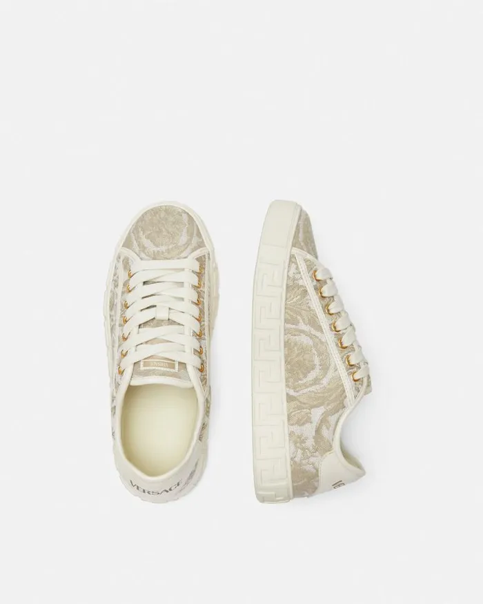 Barocco Greca Sneakers Beigeprint Women Versace Sneakers