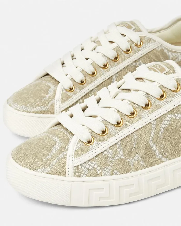 Barocco Greca Sneakers Beigeprint Women Versace Sneakers