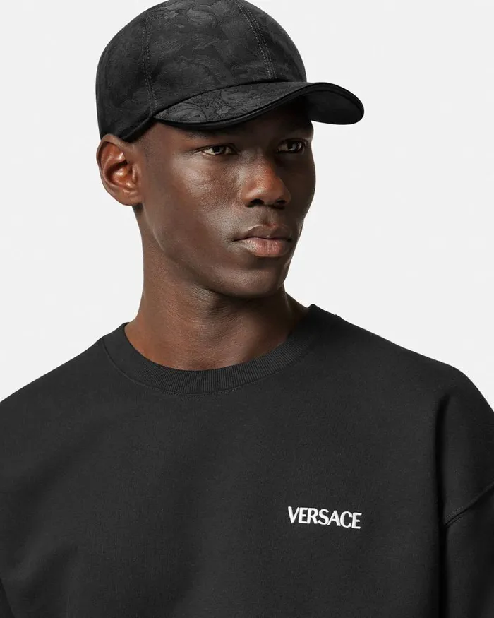 Barocco Jacquard Baseball Cap Gray WomenMen Versace Hats and Caps