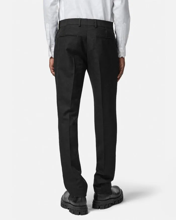 Barocco Jacquard Formal Trousers Black Men Versace Blazers and Suits