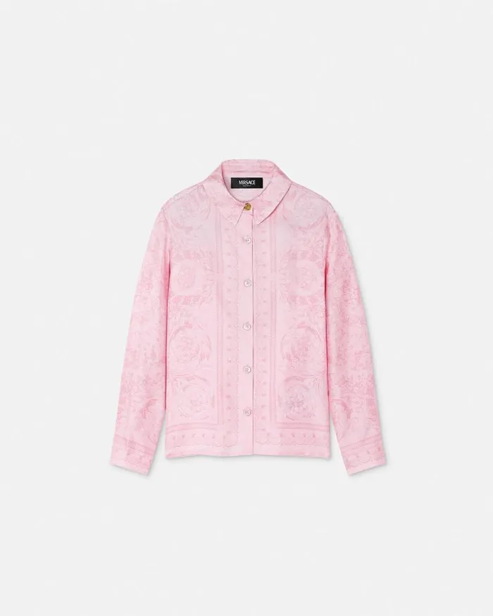 Barocco Kids Silk Shirt Pinkprint Children Versace Clothing