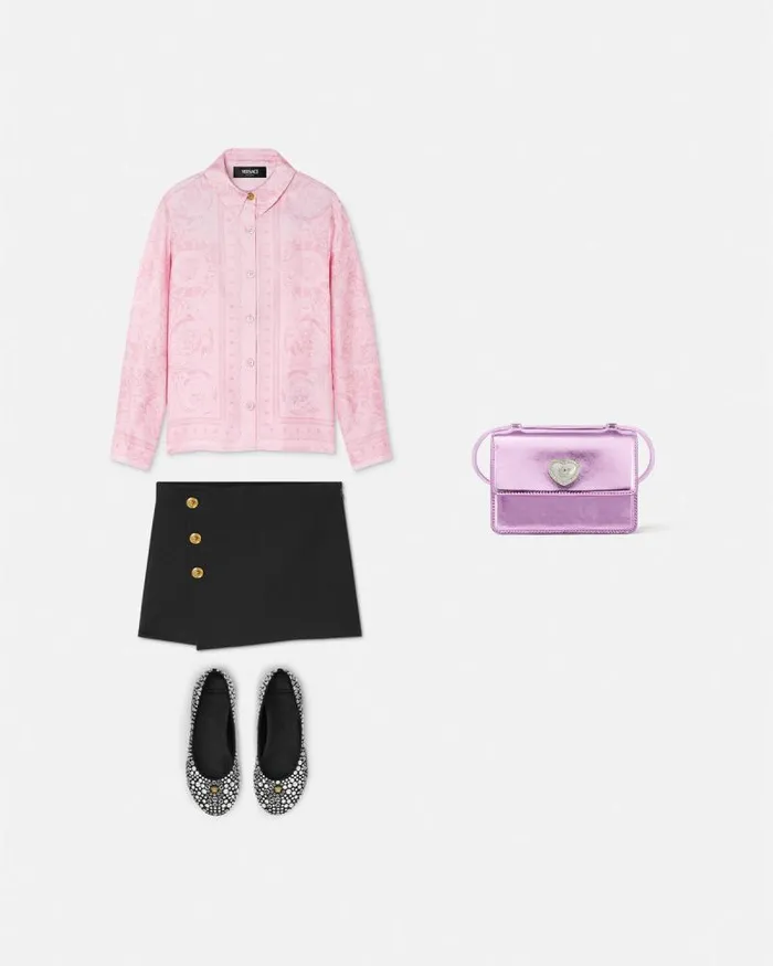 Barocco Kids Silk Shirt Pinkprint Children Versace Clothing