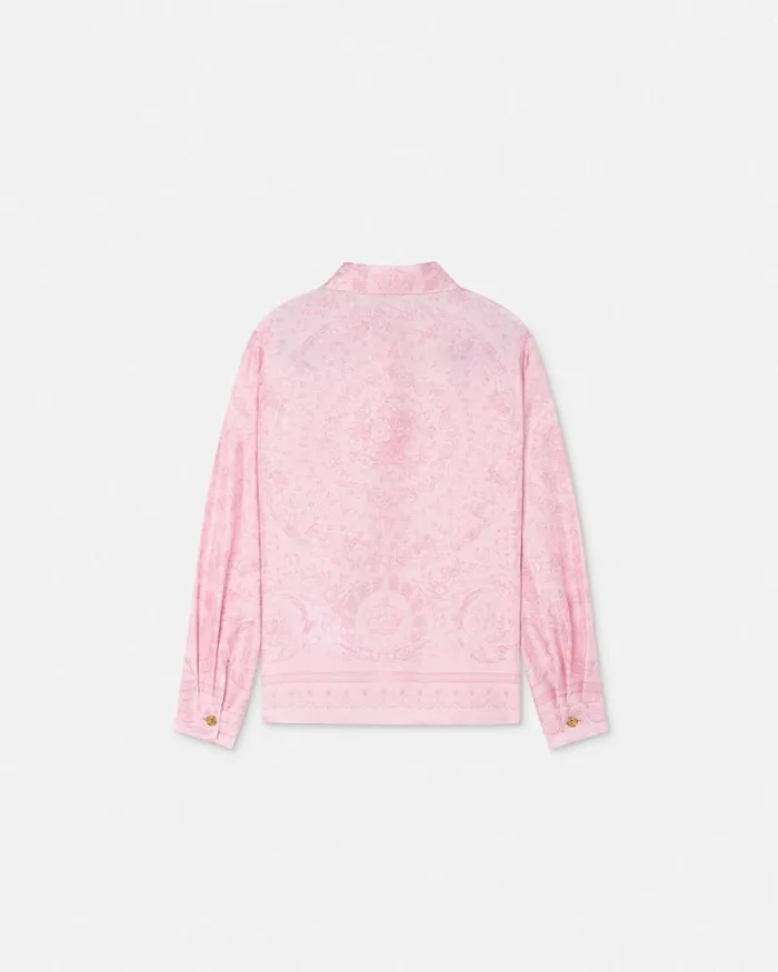 Barocco Kids Silk Shirt Pinkprint Children Versace Clothing