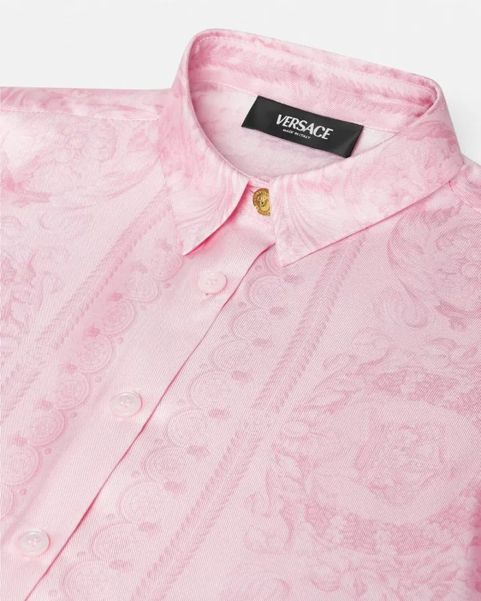 Barocco Kids Silk Shirt Pinkprint Children Versace Clothing