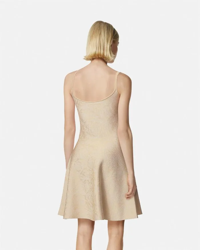 Barocco Knit Flared Mini Dress Beige Women Versace Dresses