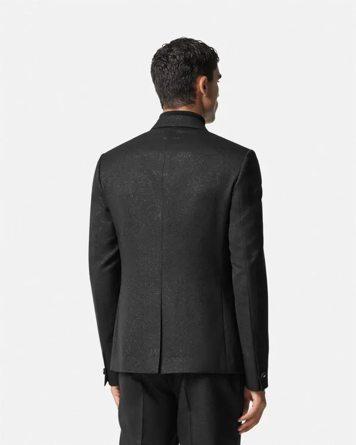 Barocco Lurex DoubleBreasted Blazer Black Men Versace Blazers and Suits