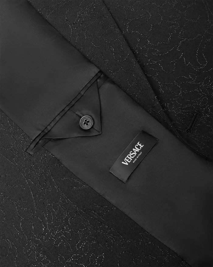 Barocco Lurex DoubleBreasted Blazer Black Men Versace Blazers and Suits