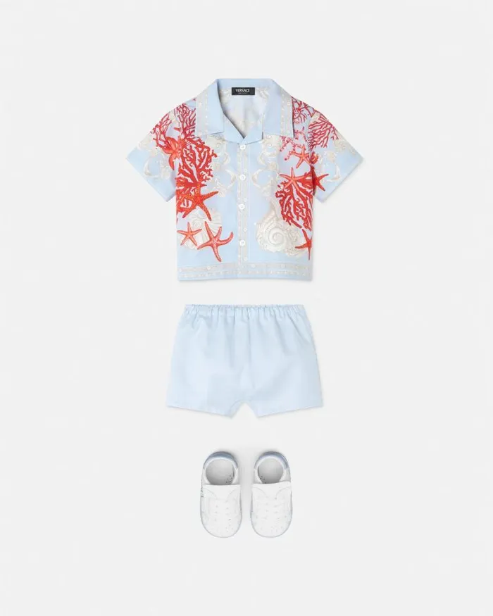 Barocco Sea Baby Shirt Set Light Blue Children Versace Clothing