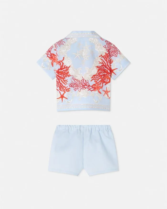 Barocco Sea Baby Shirt Set Light Blue Children Versace Clothing