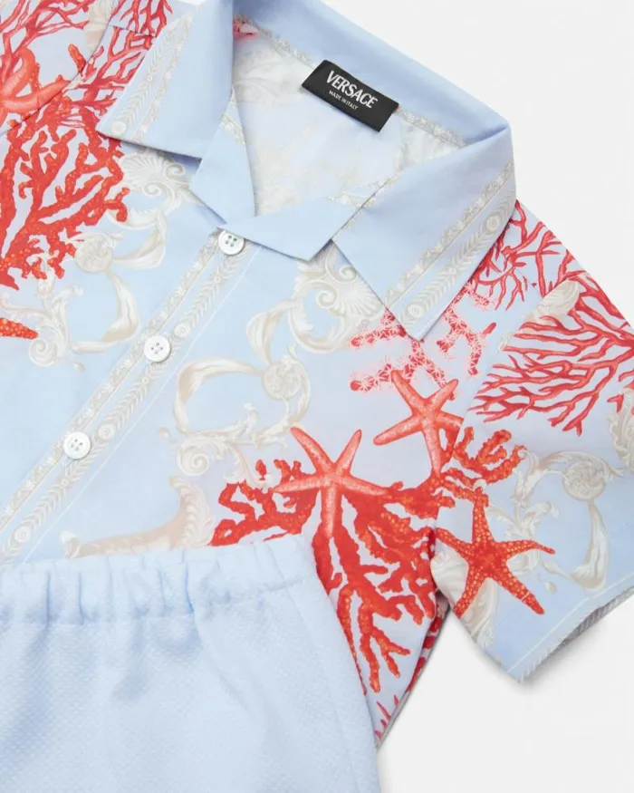 Barocco Sea Baby Shirt Set Light Blue Children Versace Clothing