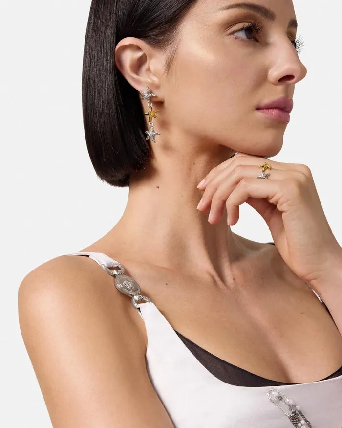Barocco Sea Drop Earrings Silvergold Women Versace Earrings