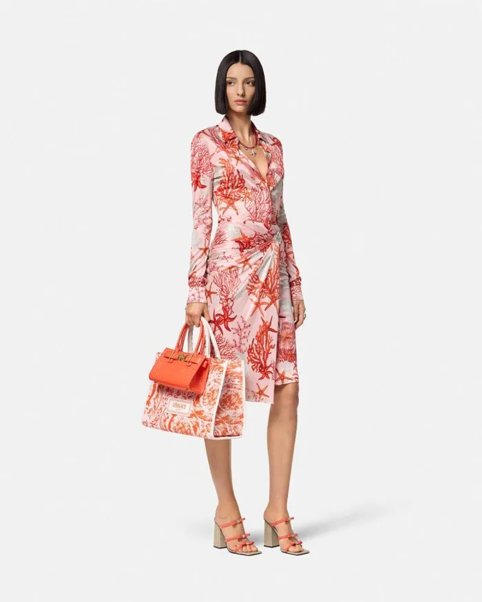 Barocco Sea Gathered Midi Skirt Pinkprint Women Versace Skirts