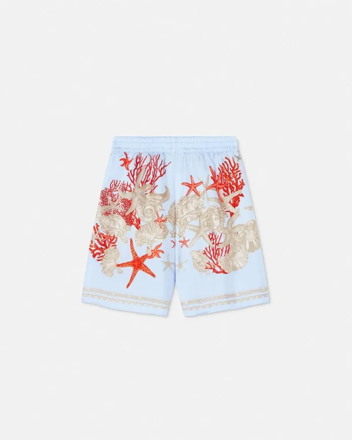 Barocco Sea Kids Silk Shorts Blueprint Children Versace Clothing