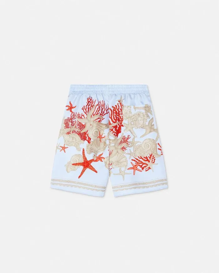 Barocco Sea Kids Silk Shorts Blueprint Children Versace Clothing