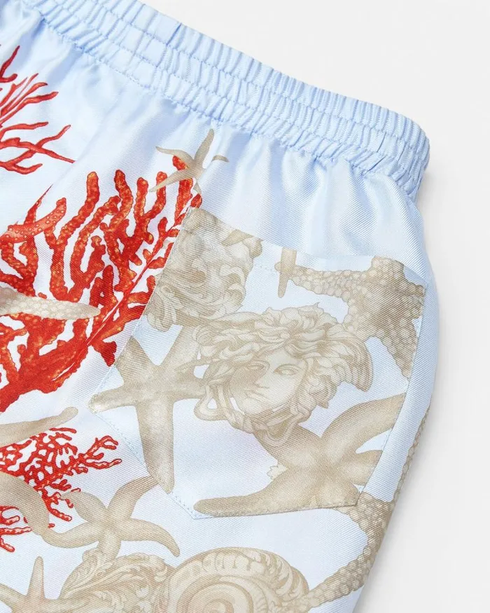 Barocco Sea Kids Silk Shorts Blueprint Children Versace Clothing