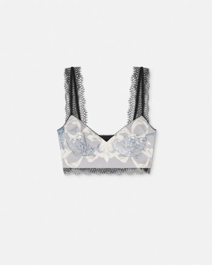 Barocco Sea Silk Bralette Top Blueprint Women Versace Shirts and Tops