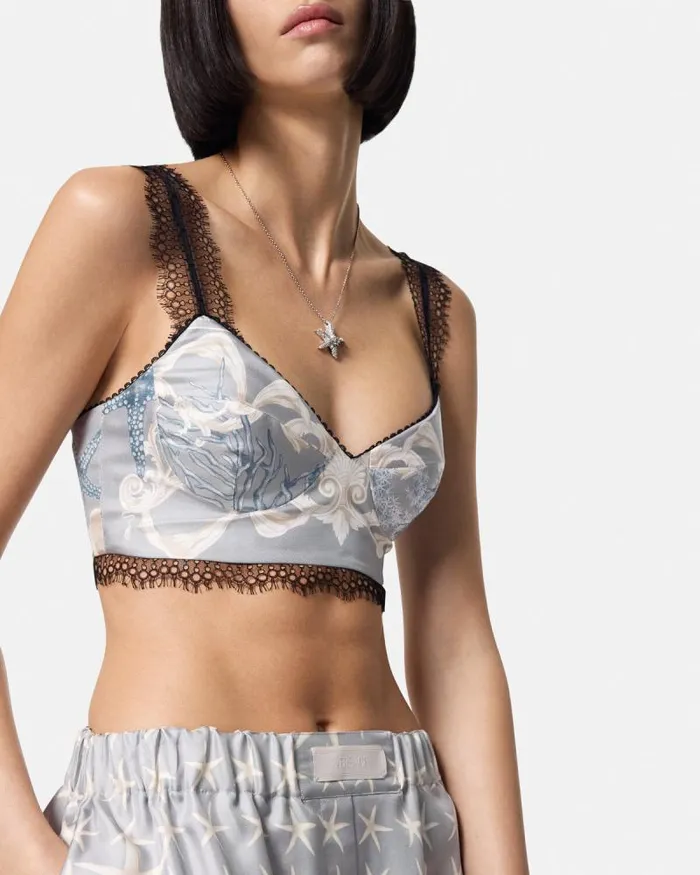 Barocco Sea Silk Bralette Top Blueprint Women Versace Shirts and Tops