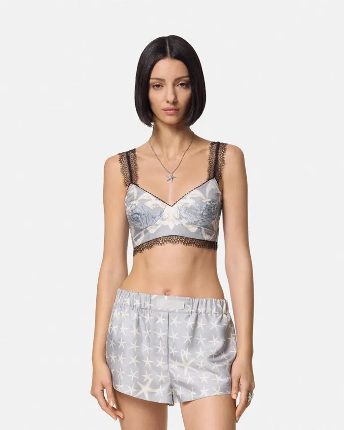 Barocco Sea Silk Bralette Top Blueprint Women Versace Shirts and Tops