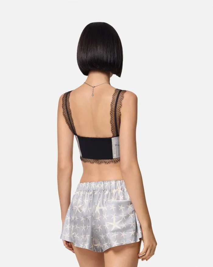Barocco Sea Silk Bralette Top Blueprint Women Versace Shirts and Tops